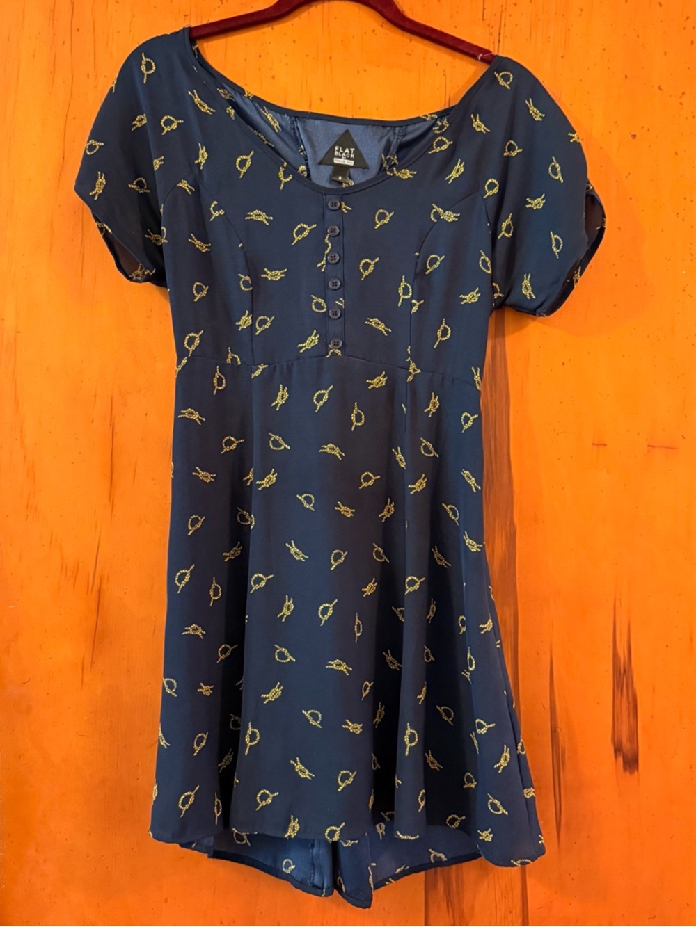 Satin blue nautical theme skater dress